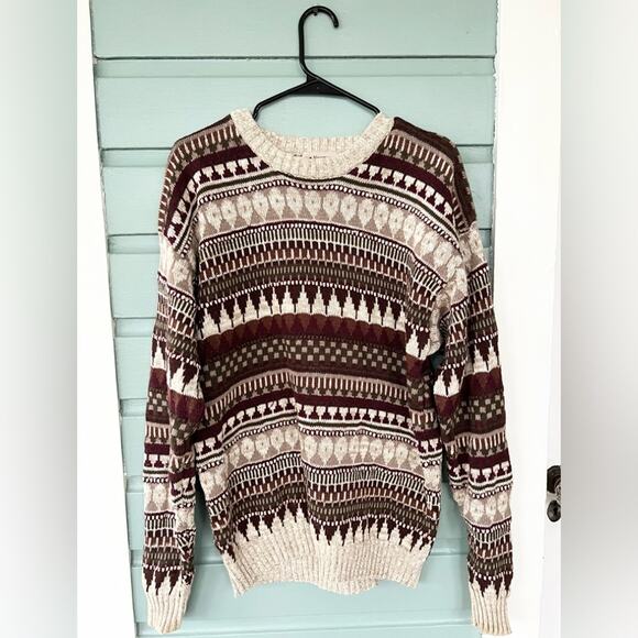 Vintage eclectic grandpa sweater quirky unique weird funky cotton ramie unisex M - Picture 2 of 8